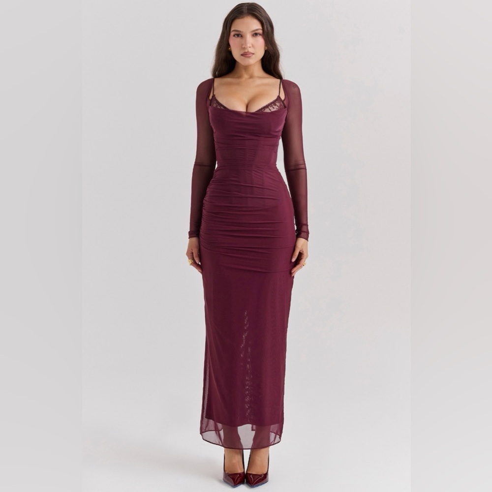 House of CB Katarina Wine Maxi Dress